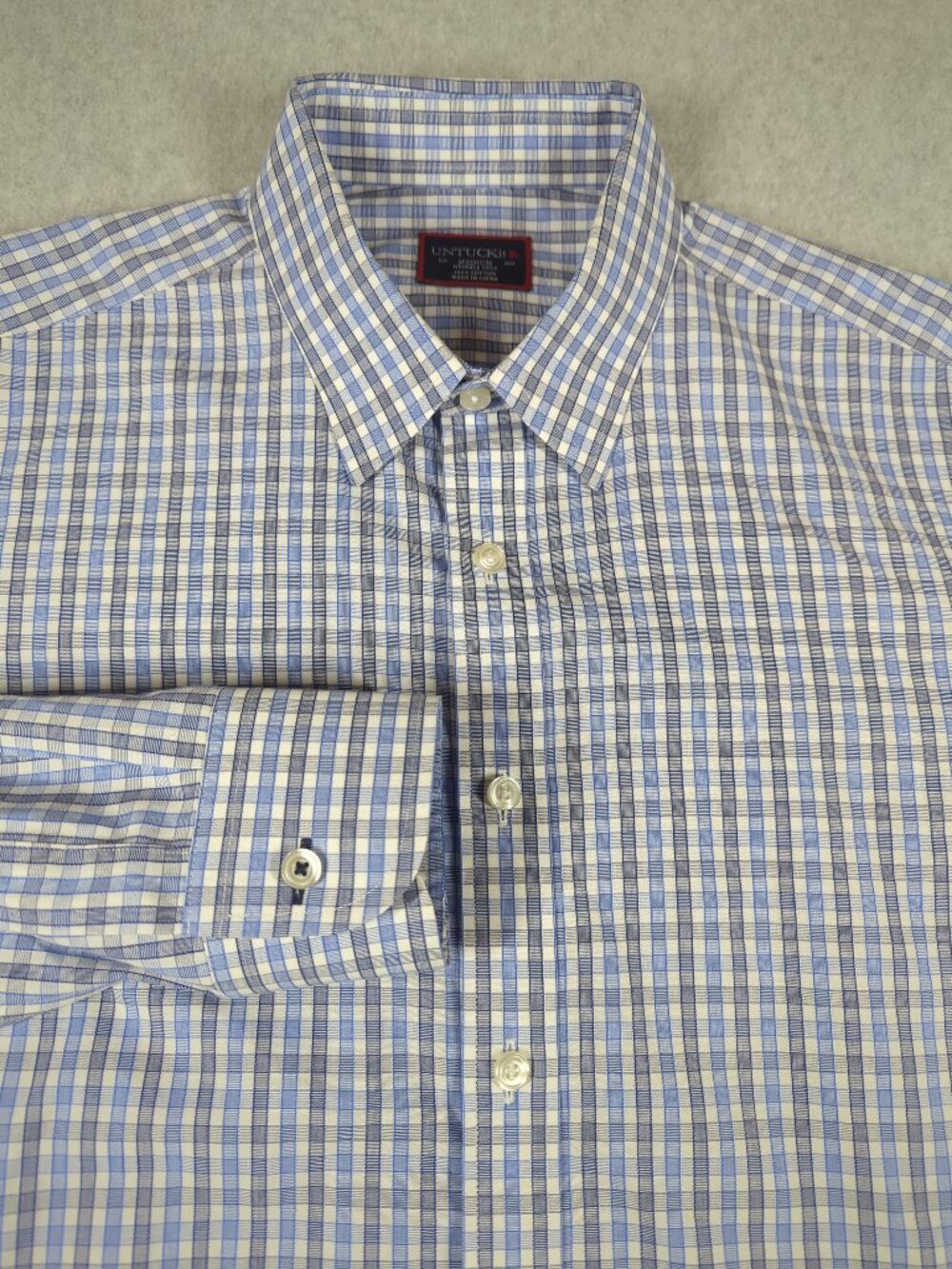 Untuckit Shirt Men's Medium Plaid Wrinkle Free Casual Button Up